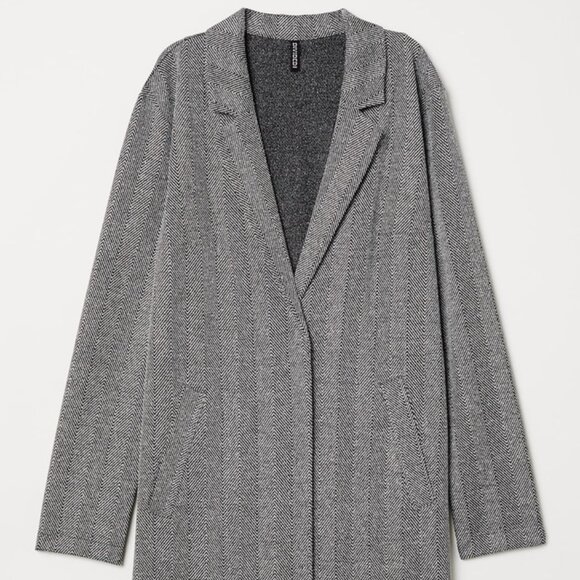 NEW H&M - Textured Weave Jacket - Small (Grey, Herringbone) - Picture 2 of 6